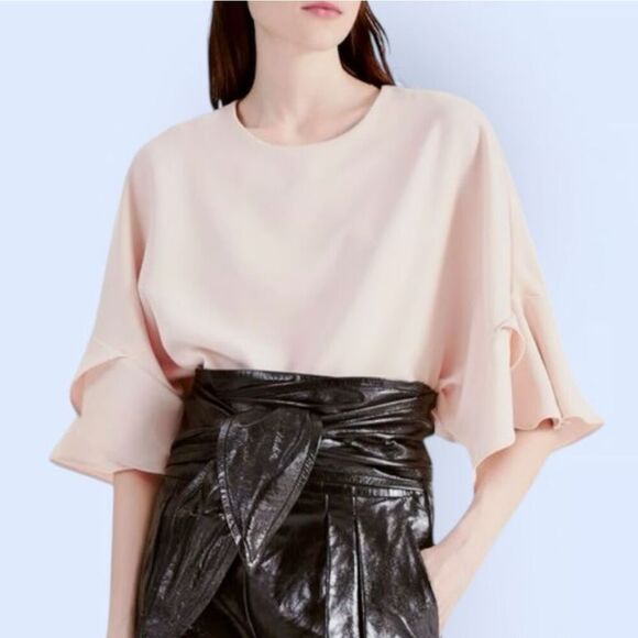 IRO pink blush flutter sleeve blouse sz. 42, US 10, $210 E12 - Picture 1 of 7